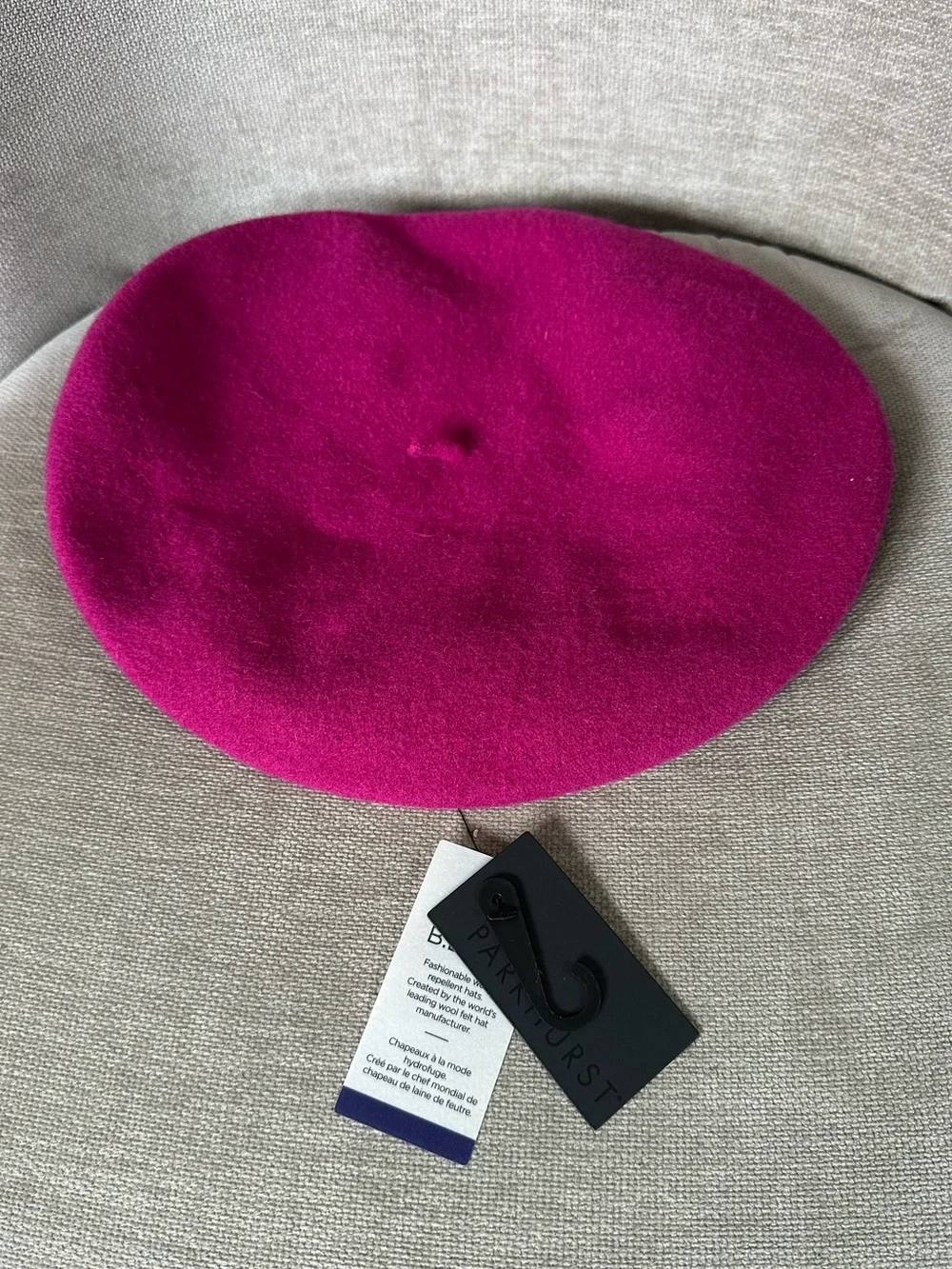 NWT Parkhurst Classic 100% Wool Basque Unisex Beret - bright pink - Picture 1 of 4